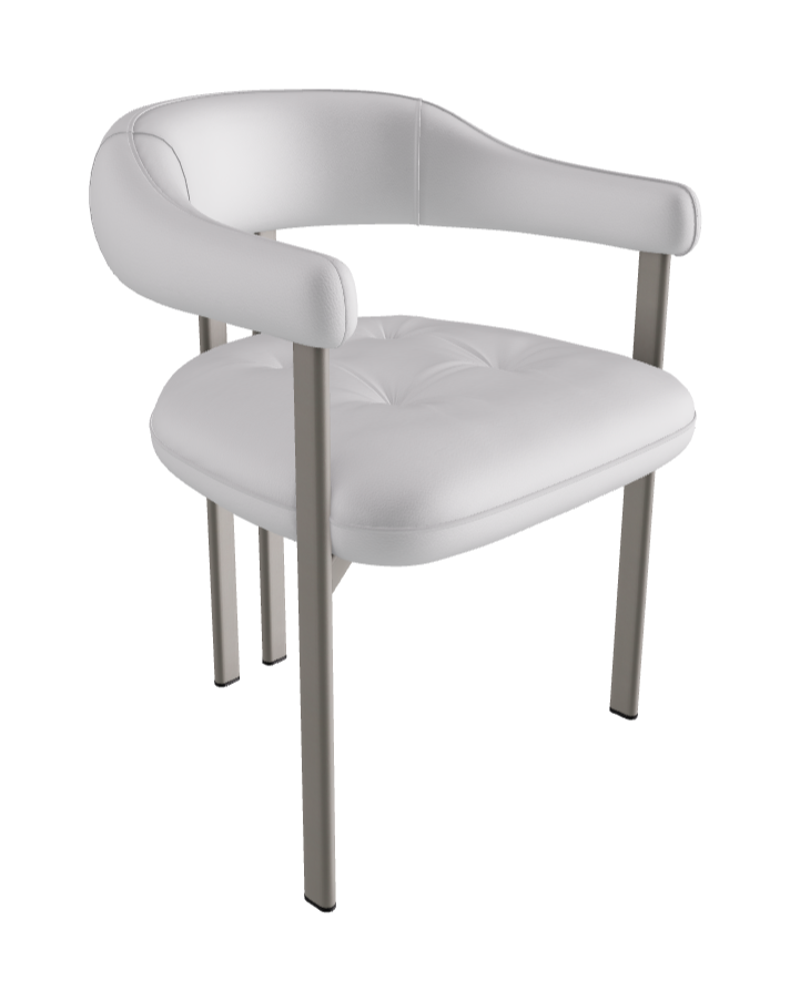 Greta Dining Armchair_Titanium Embossed_Soft Leather_Bianco