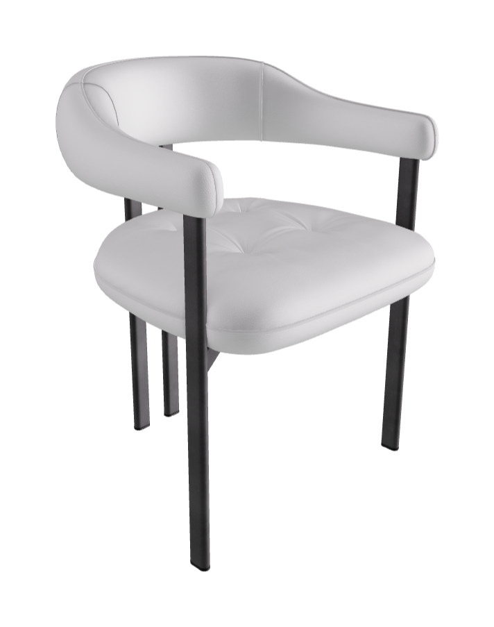 Greta Dining Armchair_Graphite Embossed_Soft Leather_Bianco