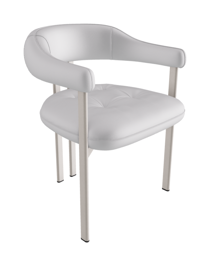 Greta Dining Armchair_Pearl Embossed_Soft Leather_Bianco