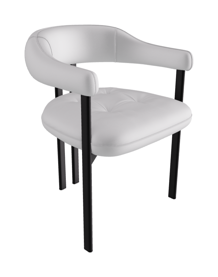 Greta Dining Armchair_Black Embossed_Soft Leather_Bianco