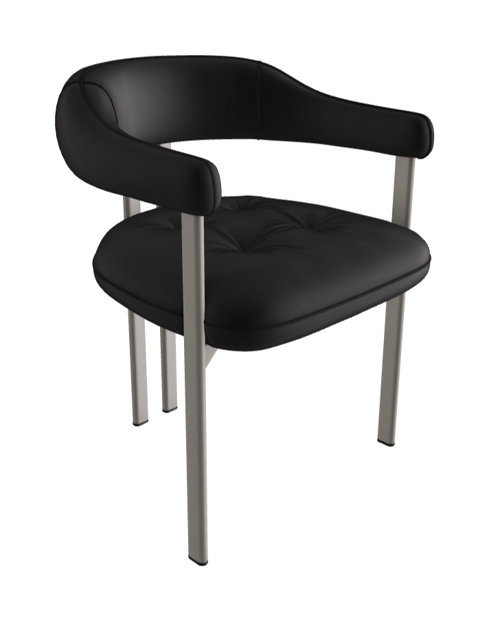 Greta Dining Armchair_Titanium Embossed_Soft Leather_Nero