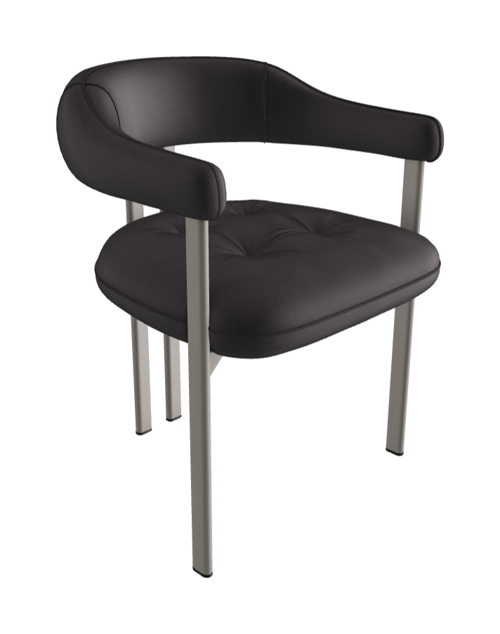 Greta Dining Armchair_Titanium Embossed_Soft Leather_Piombo