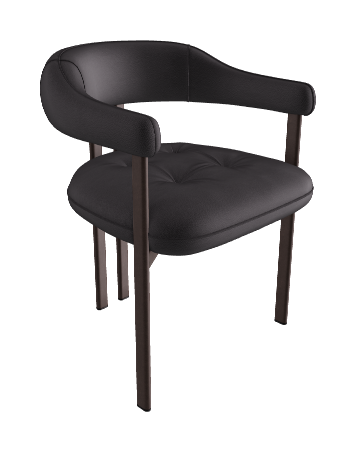 Greta Dining Armchair_Bronze Embossed_Soft Leather_Piombo