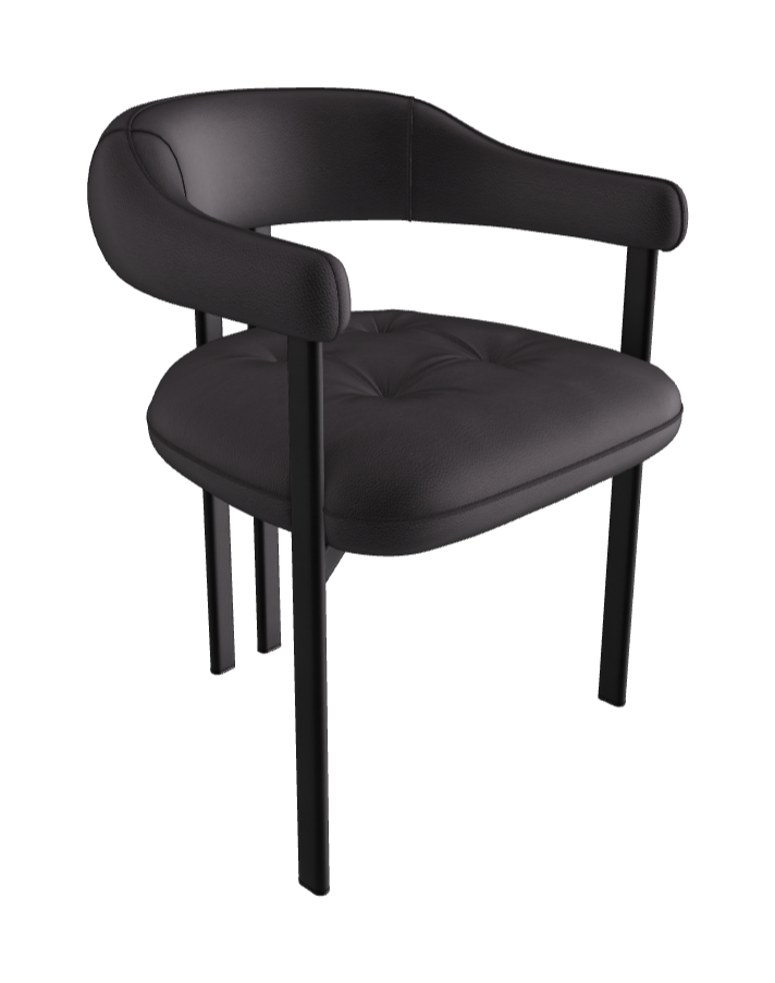 Greta Dining Armchair_Black Embossed_Soft Leather_Piombo