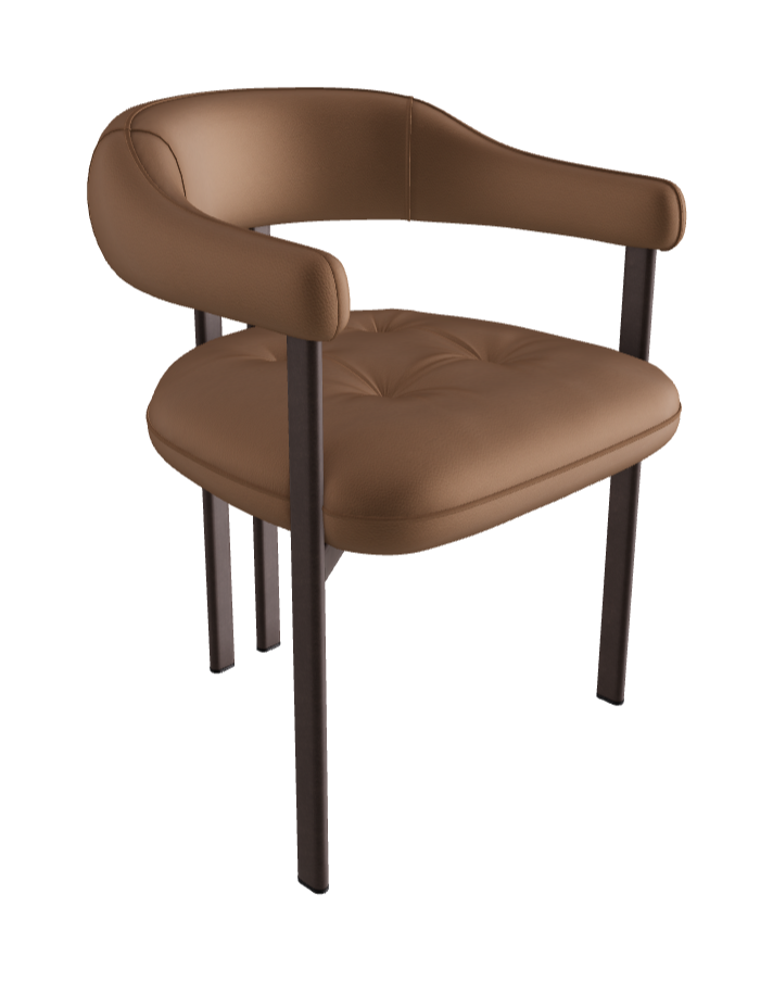 Greta Dining Armchair_Bronze Embossed_Soft Leather_Biscotto