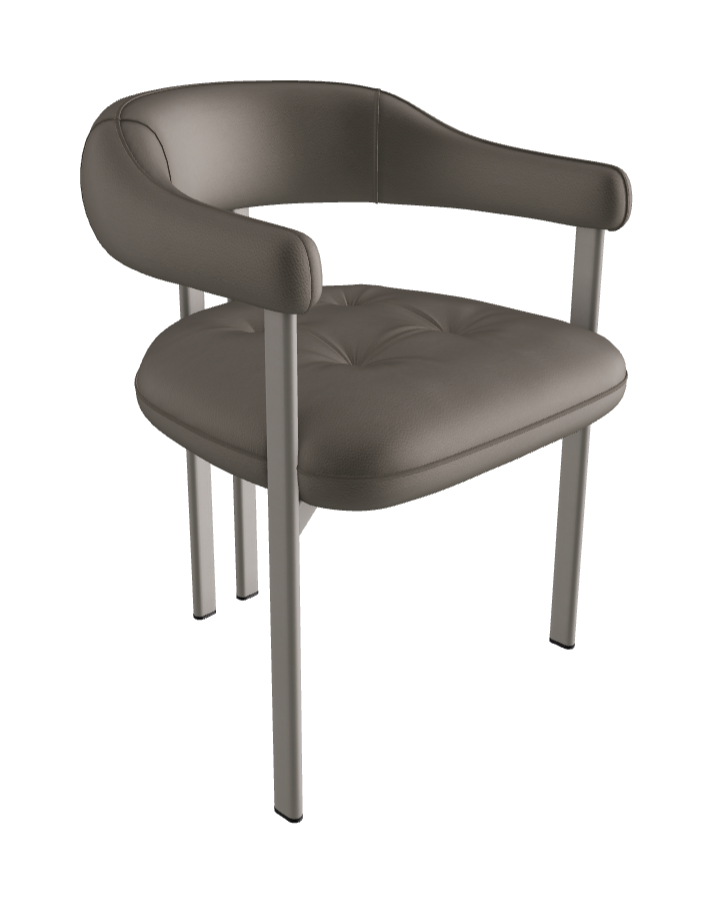 Greta Dining Armchair_Titanium Embossed_Soft Leather_Argilla