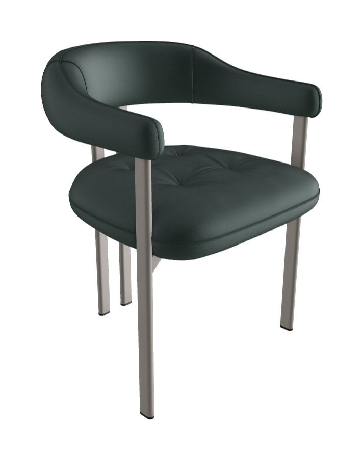 Greta Dining Armchair_Titanium Embossed_Soft Leather_Sherwood