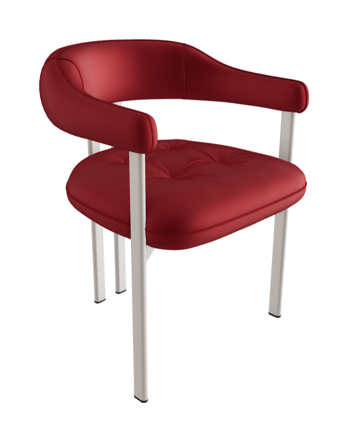 Greta Dining Armchair_Pearl Embossed_Soft Leather_Rosso Corsa