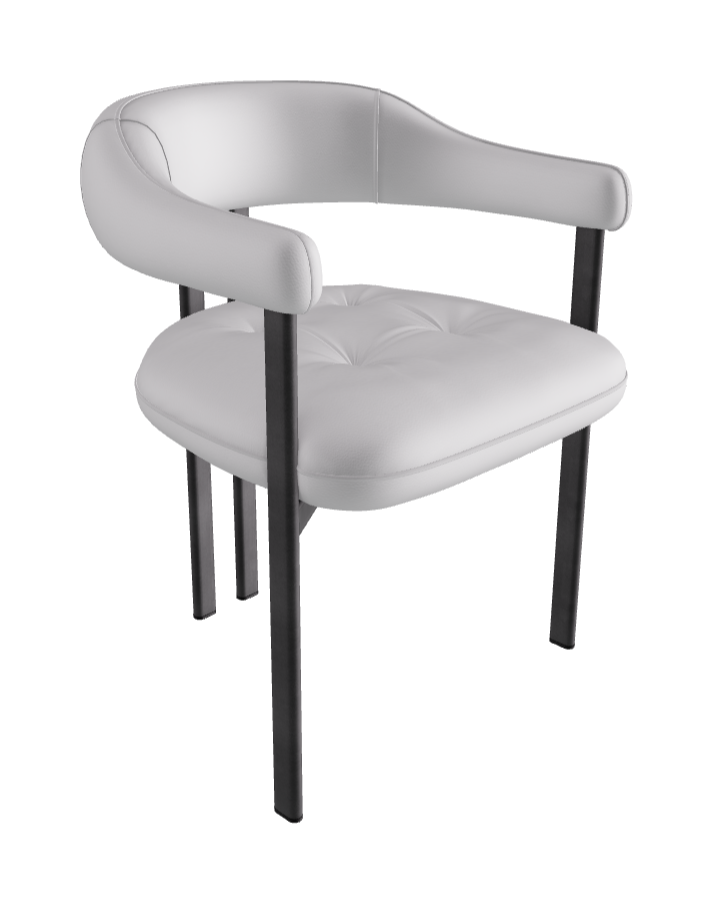 Greta Dining Armchair_Graphite Embossed_Synthetic Leather_Bianco