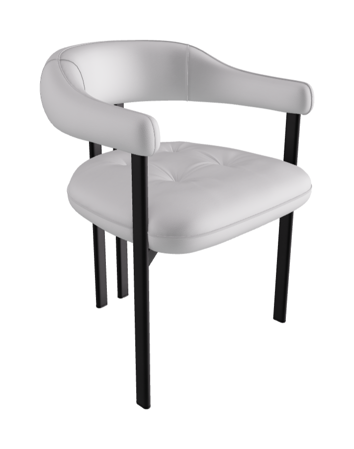 Greta Dining Armchair_Black Embossed_Synthetic Leather_Bianco
