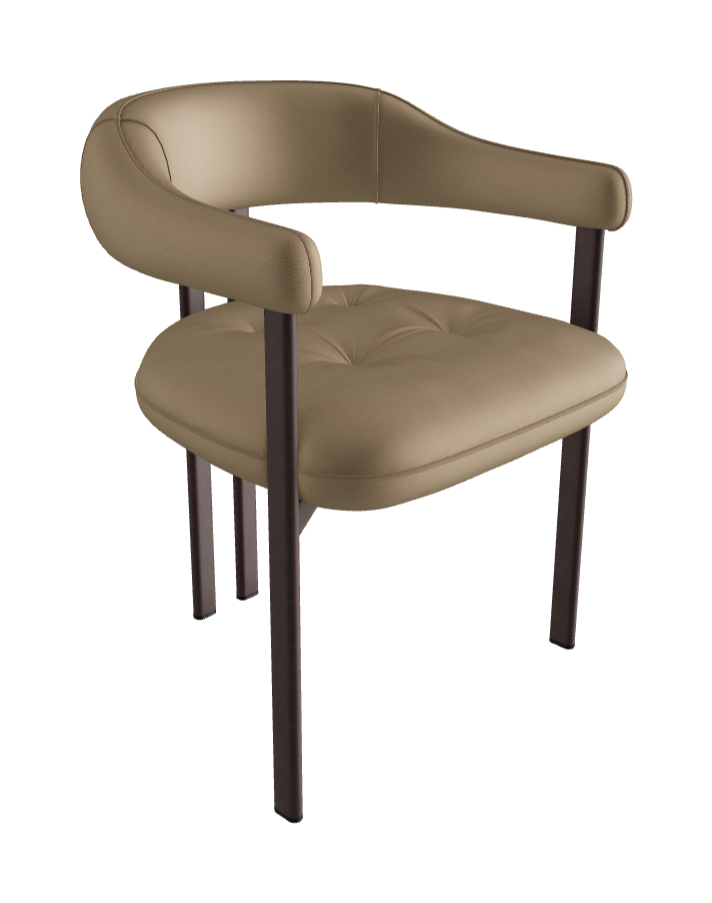 Greta Dining Armchair_Bronze Embossed_Synthetic Leather_Tortora