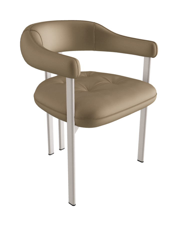 Greta Dining Armchair_Pearl Embossed_Synthetic Leather_Tortora