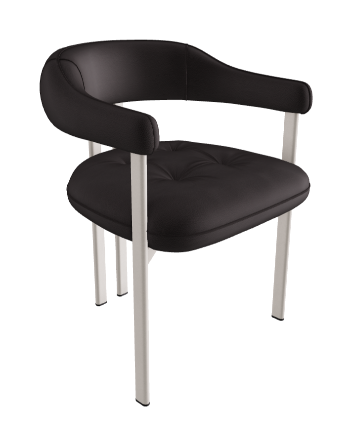 Greta Dining Armchair_Pearl Embossed_Synthetic Leather_Moka