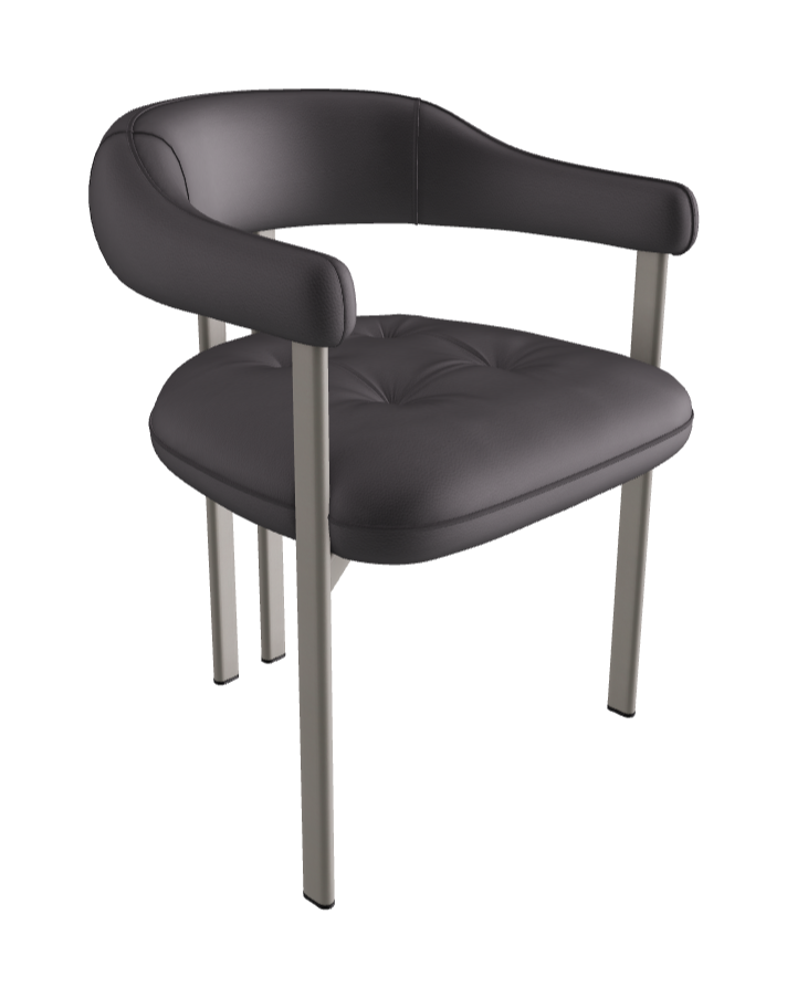 Greta Dining Armchair_Titanium Embossed_Synthetic Leather_London