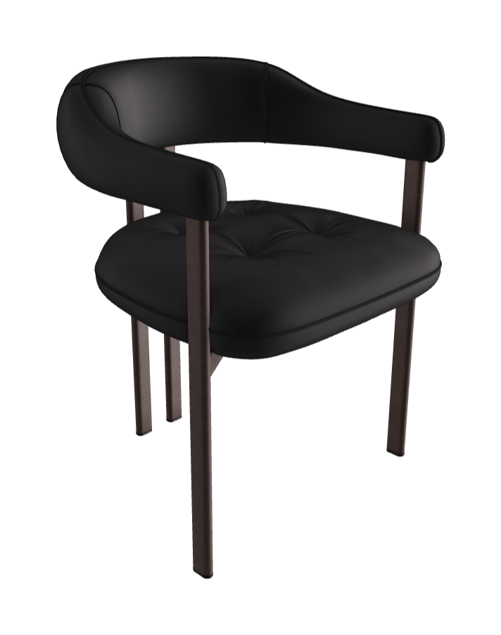 Greta Dining Armchair_Bronze Embossed_Synthetic Leather_Nero