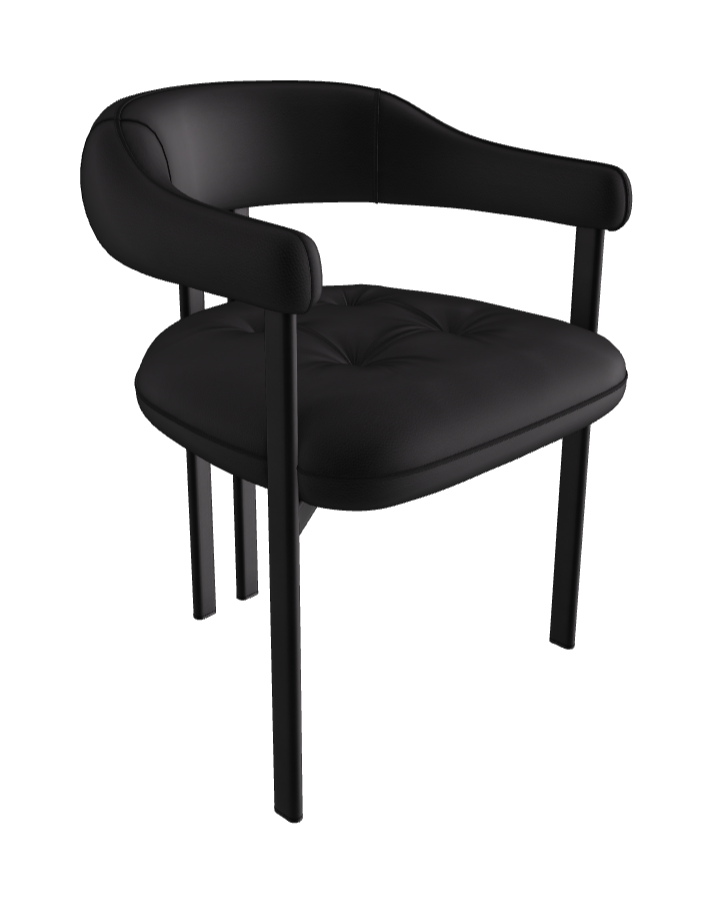 Greta Dining Armchair_Black Embossed_Synthetic Leather_Nero