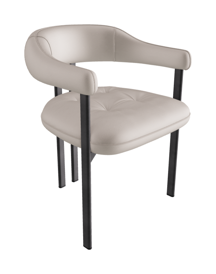 Greta Dining Armchair_Graphite Embossed_Synthetic Leather_Oyster