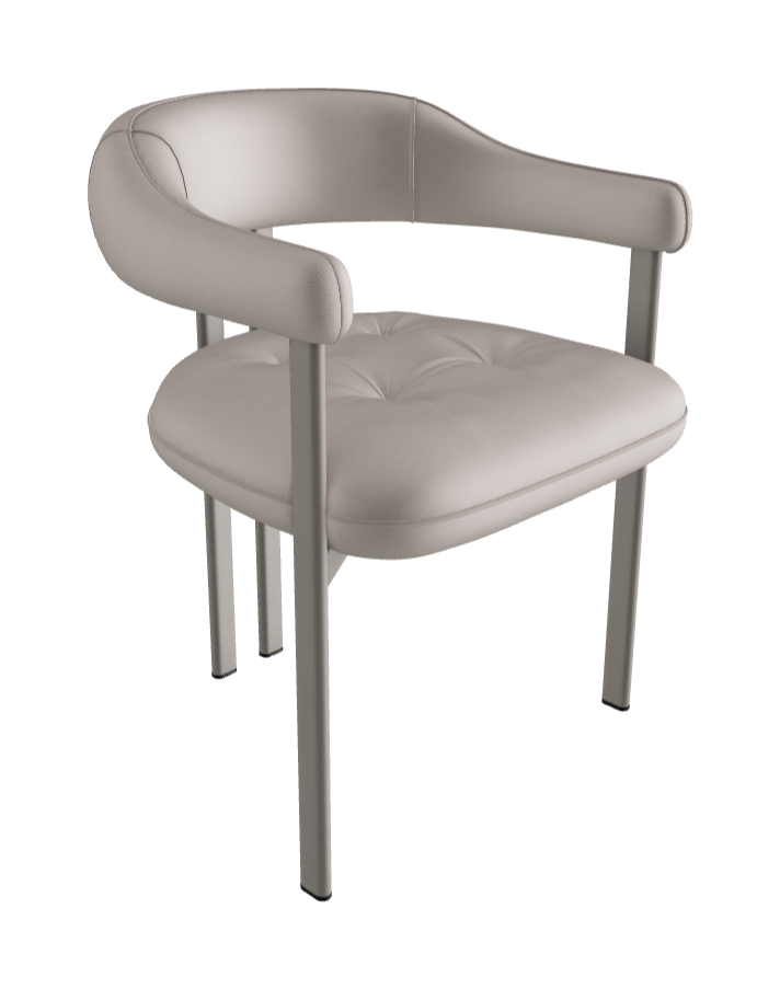 Greta Dining Armchair_Titanium Embossed_Synthetic Leather_Lino
