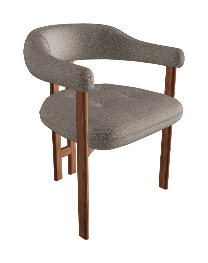 Greta Wood Dining Armchair_Walnut Canaletto_Fabric_B243
