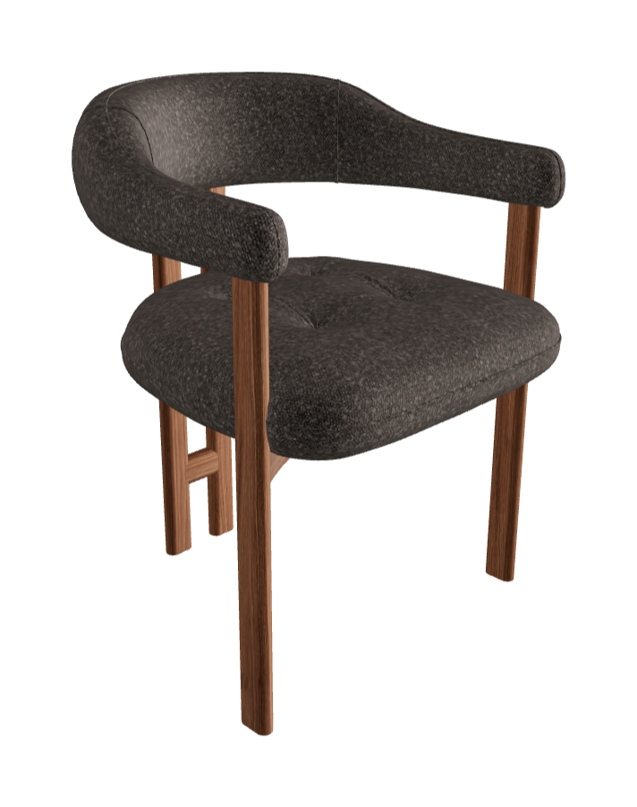 Greta Wood Dining Armchair_Walnut Canaletto_Fabric_B244