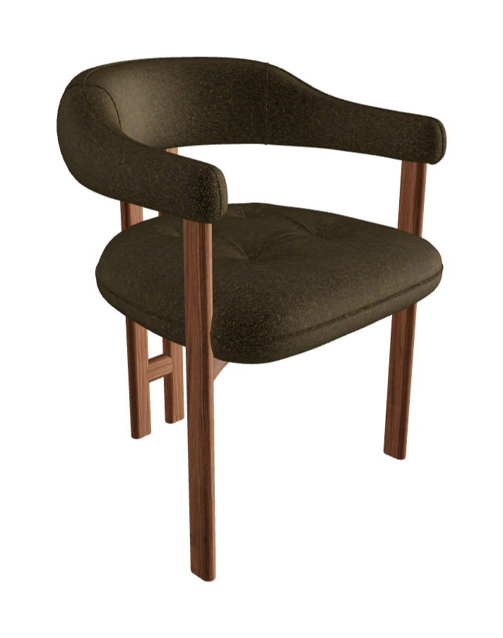 Greta Wood Dining Armchair_Walnut Canaletto_Fabric_B249