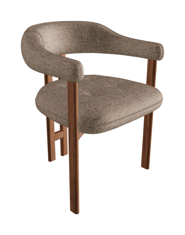 Greta Wood Dining Armchair_Walnut Canaletto_Fabric_B731