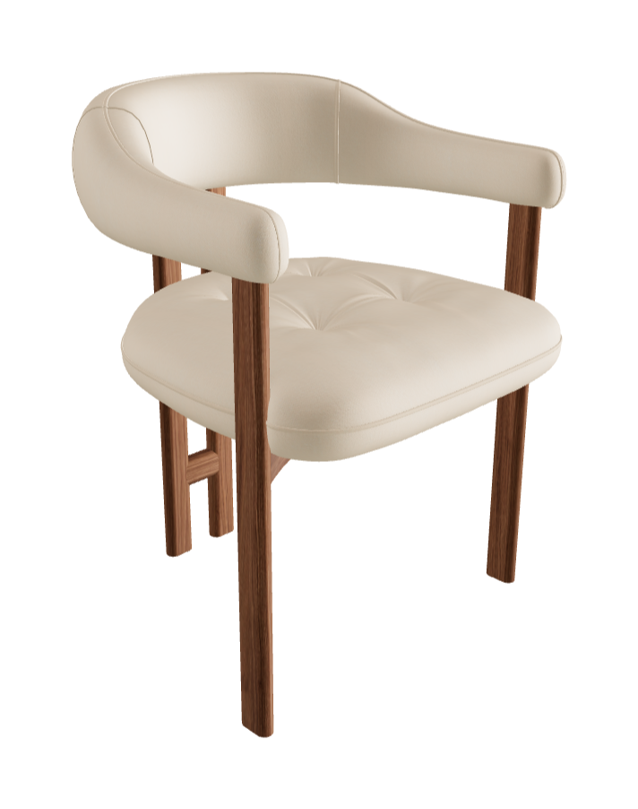 Greta Wood Dining Armchair_Walnut Canaletto_Fabric_B920