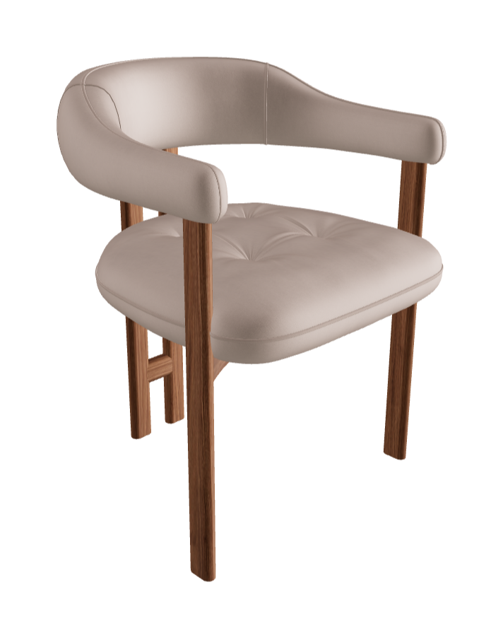 Greta Wood Dining Armchair_Walnut Canaletto_Fabric_B923