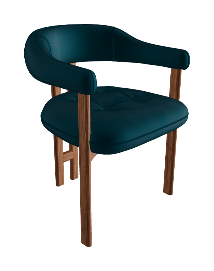 Greta Wood Dining Armchair_Walnut Canaletto_Fabric_B928