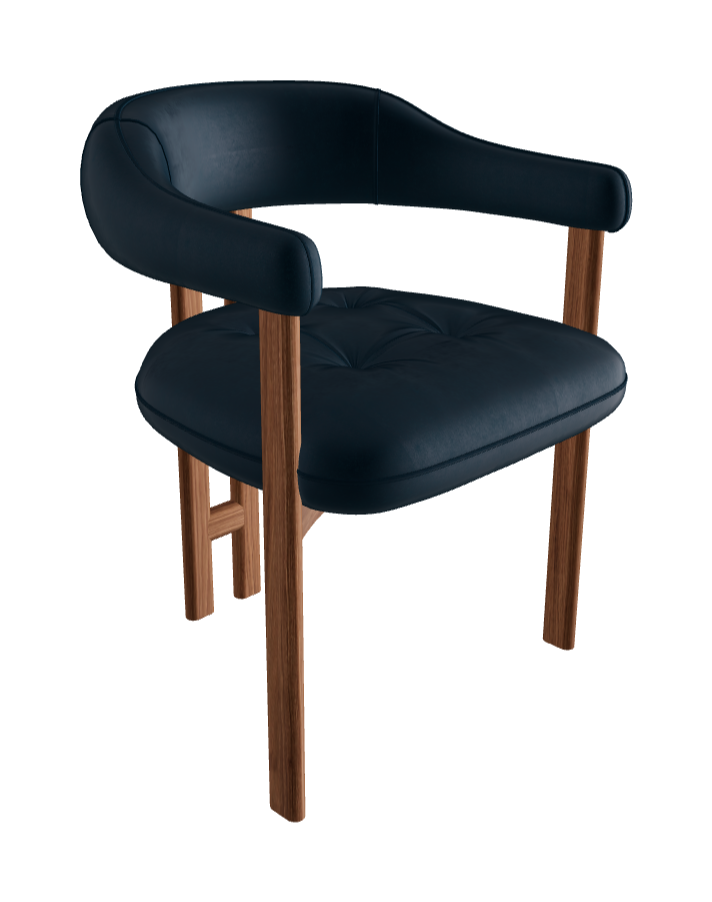 Greta Wood Dining Armchair_Walnut Canaletto_Fabric_B929