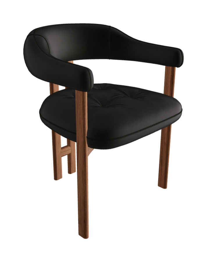 Greta Wood Dining Armchair_Walnut Canaletto_Fabric_B932