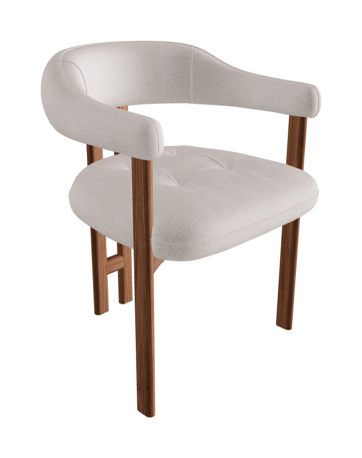 Greta Wood Dining Armchair_Walnut Canaletto_Category A Fabric_A150-T10
