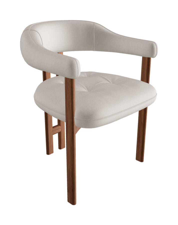 Greta Wood Dining Armchair_Walnut Canaletto_Category A Fabric_A182-T10