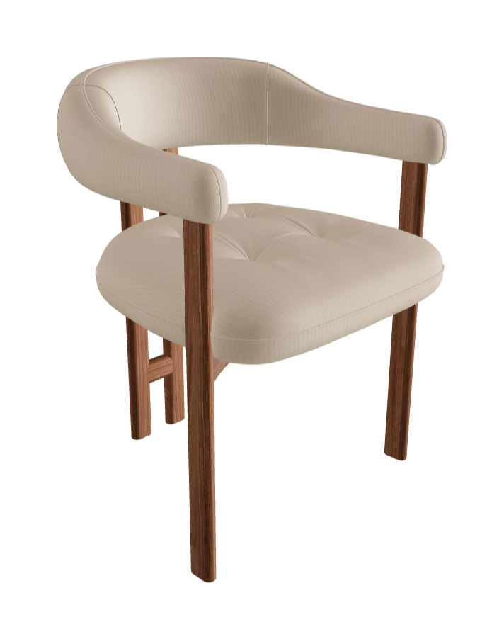 Greta Wood Dining Armchair_Walnut Canaletto_Category B Fabric_B058-T10