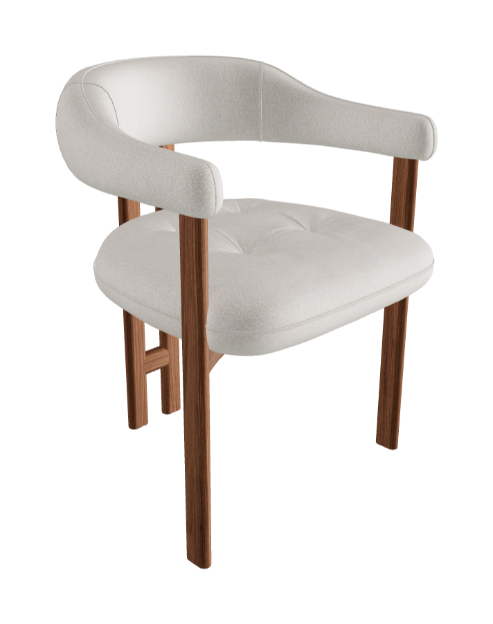 Greta Wood Dining Armchair_Walnut Canaletto_Category B Fabric_B117-T10