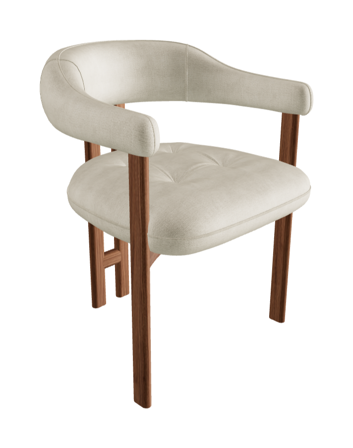 Greta Wood Dining Armchair_Walnut Canaletto_Category B Fabric_B157-T10