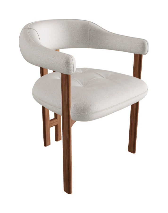 Greta Wood Dining Armchair_Walnut Canaletto_Category F Fabric_F121-T10