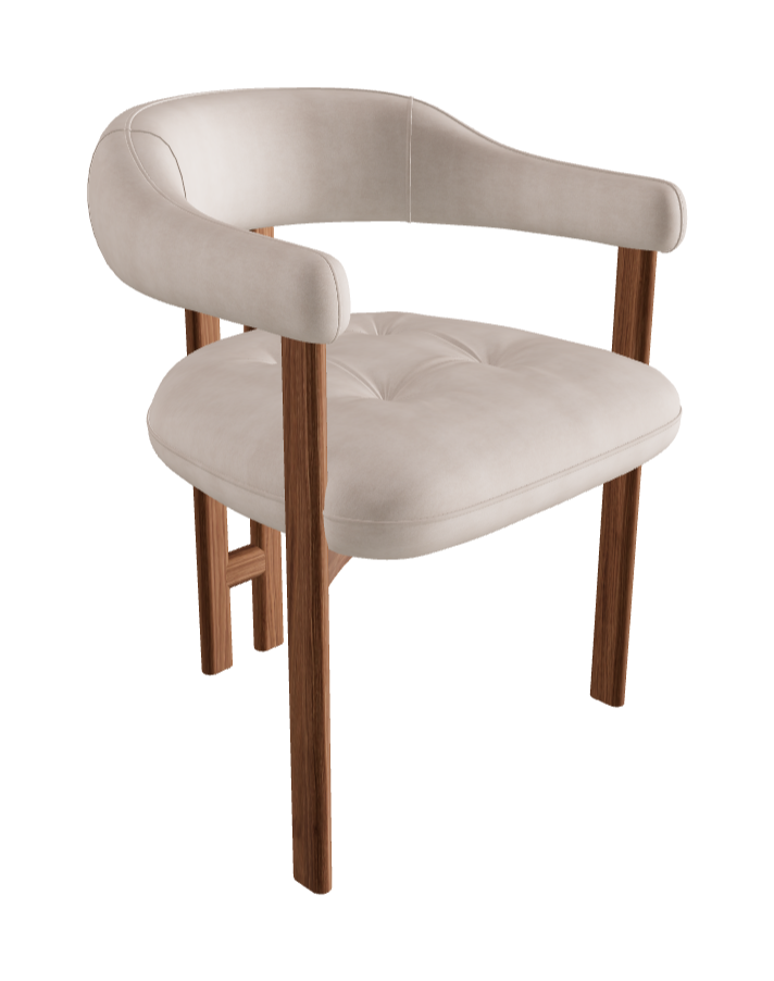 Greta Wood Dining Armchair_Walnut Canaletto_Category F Fabric_F016-T20