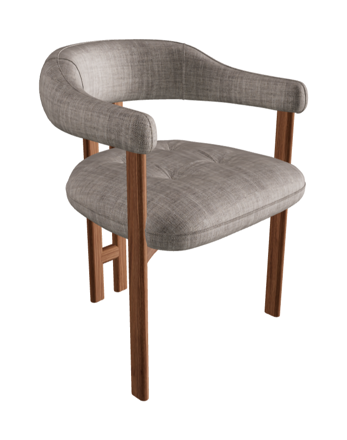 Greta Wood Dining Armchair_Walnut Canaletto_Category B Fabric_B001-T30