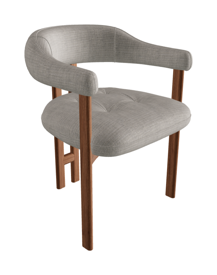 Greta Wood Dining Armchair_Walnut Canaletto_Category B Fabric_B091-T30