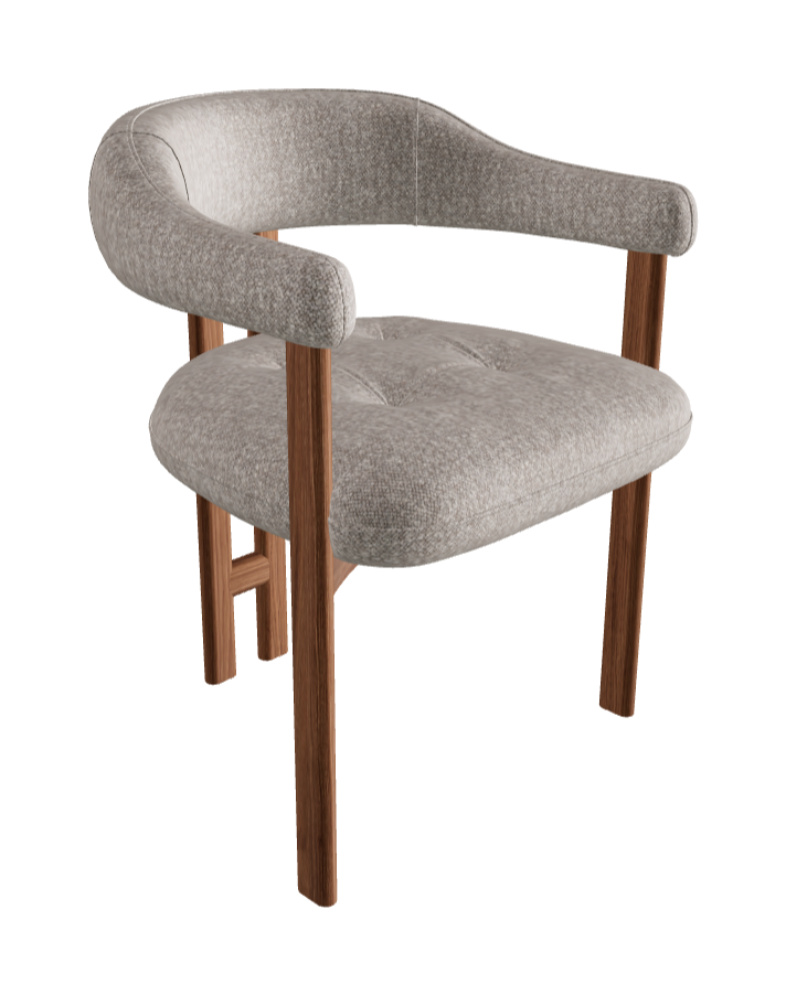 Greta Wood Dining Armchair_Walnut Canaletto_Category B Fabric_B116-T30