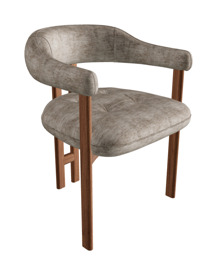Greta Wood Dining Armchair_Walnut Canaletto_Category B Fabric_B158-T30