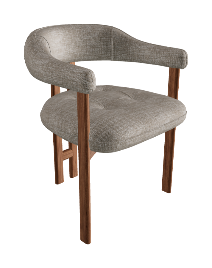 Greta Wood Dining Armchair_Walnut Canaletto_Category D Fabric_D108-T30