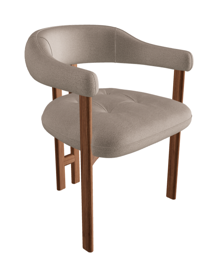 Greta Wood Dining Armchair_Walnut Canaletto_Category A Fabric_A151-T40