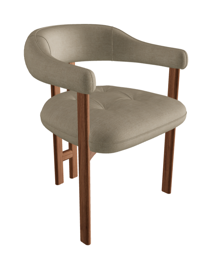 Greta Wood Dining Armchair_Walnut Canaletto_Category A Fabric_A155-T40