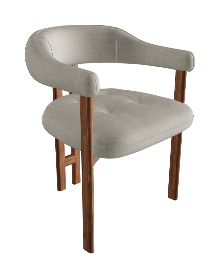 Greta Wood Dining Armchair_Walnut Canaletto_Category B Fabric_B070-T40