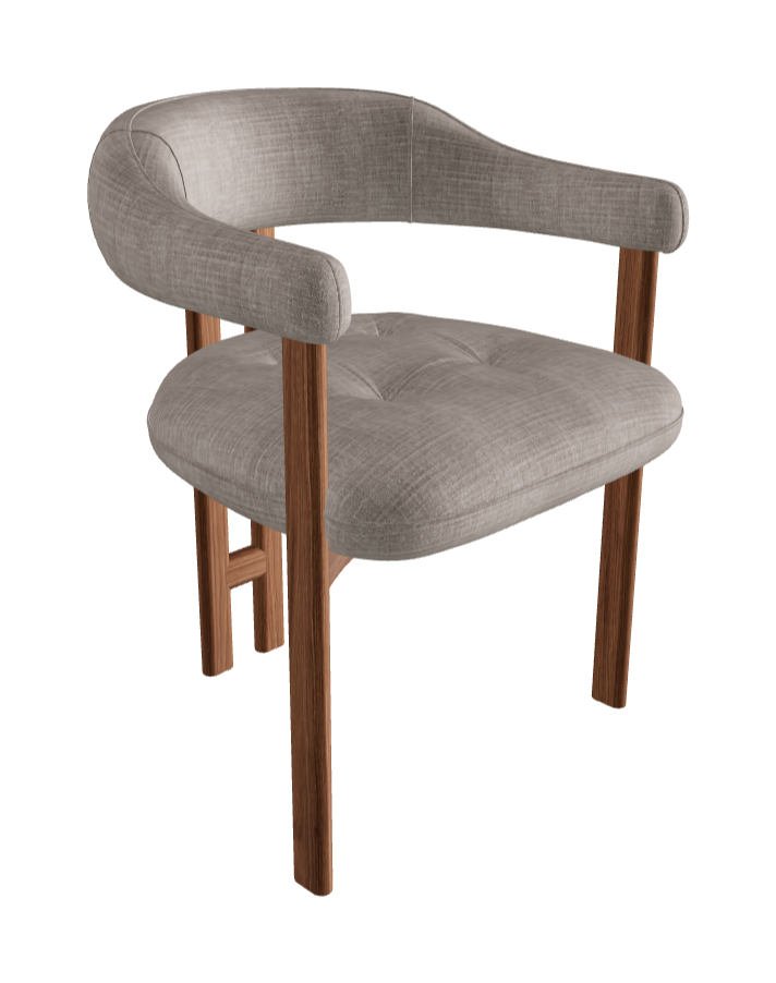 Greta Wood Dining Armchair_Walnut Canaletto_Category B Fabric_B092-T40