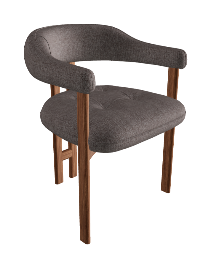 Greta Wood Dining Armchair_Walnut Canaletto_Category B Fabric_B165-T50