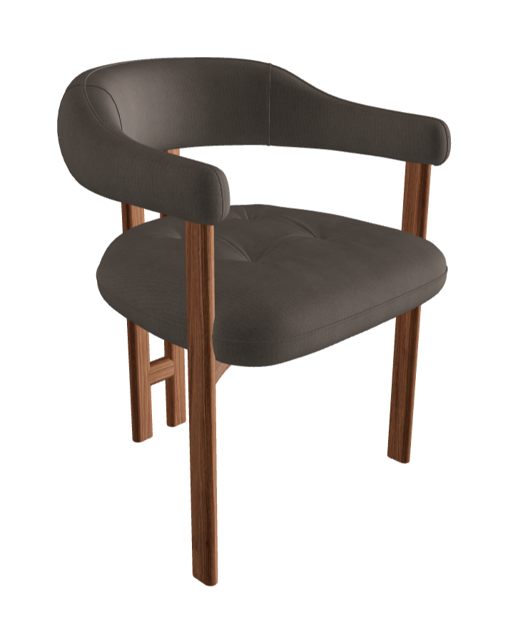 Greta Wood Dining Armchair_Walnut Canaletto_Category B Fabric_B061-T60