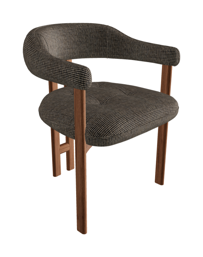 Greta Wood Dining Armchair_Walnut Canaletto_Category F Fabric_F044-T60